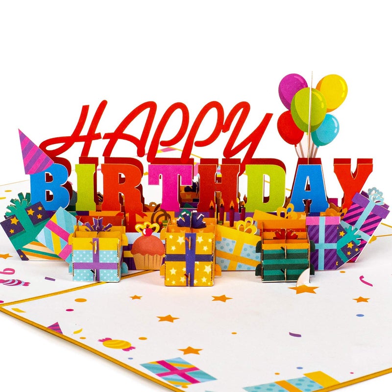 Paper Love Happy Birthday Pop Up Card, For Adults and Kids - 5" x 7" Cover - Includes Envelope and Note Tag (Happy Birthday) - Image 1
